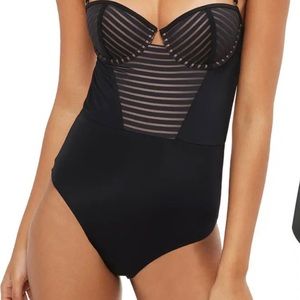 Topshop Sheer Stripe one piece swim suit